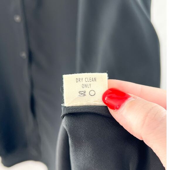 Ali Golden Long Sleeve Silk Collared Swing Dress XS/S Modern Minimalist Capsule - Picture 9 of 9